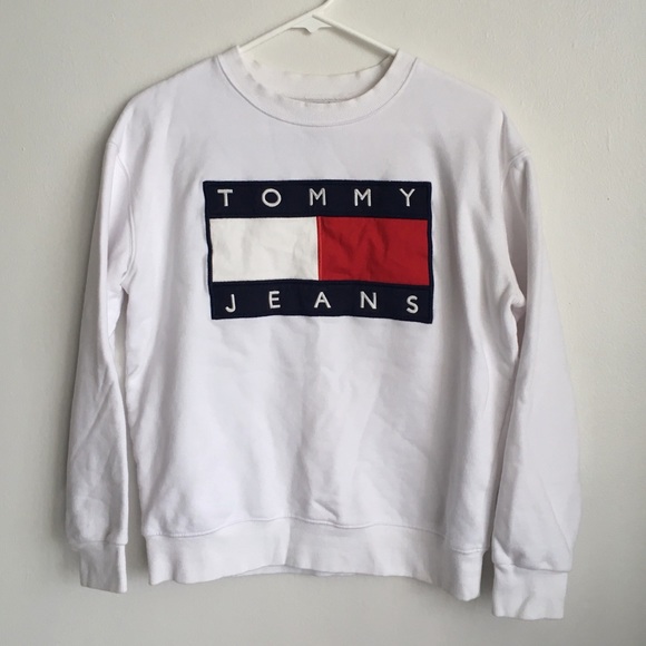 Tommy Hilfiger Tops - Vintage 90s Tommy jeans flag white sweatshirt